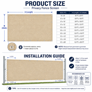 Schermo per Recinzione Privacy in HDPE Beige 1 m X 10 m, Resistente ai Raggi UV, <span class=keywords><strong>Rete</strong></span> per Esterni per Cortile, Giardino, Patio e Balcone - Product Image 4