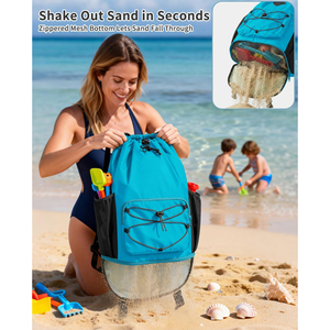 Sac de natation OEM anti-sable pour piscine, sac à dos de plage à cordon avec poche humide amovible et sangle de compression inférieure pour tapis de plage - Product Image 6
