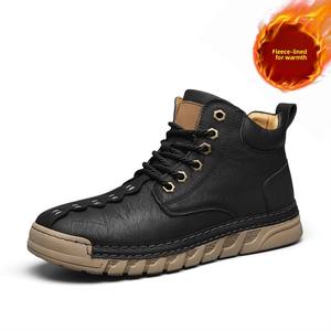 <span class=keywords><strong>Haute</strong></span> qualité nouveau velours d'hiver chaud mi-haut semelle souple décontracté grande taille bottes pour hommes - Product Image 3