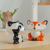 Vente transfrontalière chaude en céramique dessin animé Pots de fleurs Simple mignon Vase de table pour la maison jardinage Pot succulent