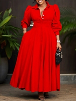 Robe chemise longue plissée unie en mousseline respirante à manches longues avec ceinture, coupe trapèze, taille unique, pour femme
