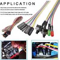 Cable de Alimentación para Placa Base de PC ATX de 65CM, Interruptor de Botón de Reinicio y Encendido/Apagado ATX con Luz LED, Cable para Bisel Frontal de Caja ATX