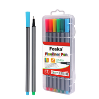 Stylos marqueurs fins Foska, 12 couleurs, 0,4 mm, en plastique, pour dessin artistique, croquis, bureau et art