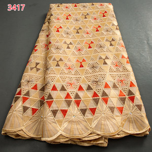 3417 en vente en gros belle broderie <span class=keywords><strong>suisse</strong></span> Voile tissu coton Textile avec des pierres pour robe de soirée de mariage - Product Image 5