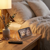 Support de bureau pour smartphone en acrylique haute transparence, stable, pour présentation sur comptoir