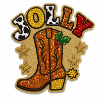 Patchs Cowboy thermocollants personnalisés en gros, broderie Howdy Noël grande taille à paillettes et sequins pour vêtements, chemises en jean, ceintures, bottes