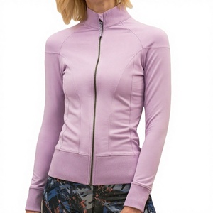 New Design Sweat Wicking Sports <b>Jacket</b> Womens Front Zip <b>Yoga</b> Coat Slim Fit Stand Collar Nylon Spandex Eco Friendly Activewear - Product Image 3