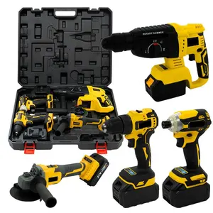 DW 21V 4-Piece Household Power Tool Set Multipurpose Use Hammers Drills Wrench Angle Grinder Combo Kit with Storage Box