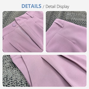 Dusty Purple Wide Leg <strong>Suit</strong> Pants Women High Waisted Belt Loop Drape Office <strong>Trouser</strong> Pantalon Tailleur Femme - Product Image 6