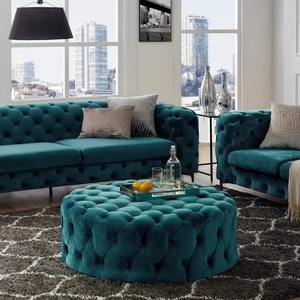 Juego de sofás de terciopelo con mechones azules, muebles de sala de estar modernos, sofás seccionales de tamaño completo con almohadas y mesa de centro - Product Image 4