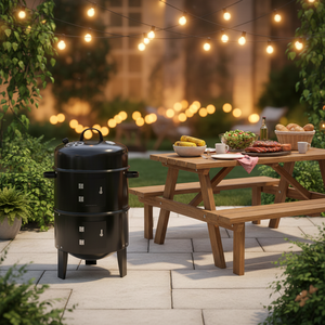 <span class=keywords><strong>Barbecue</strong></span> vertical 3-en-1 sans fumée avec fumoir et torréfacteur à charbon de bois 3 niveaux – Nouveauté 2025 – Offre Spéciale - Product Image 5