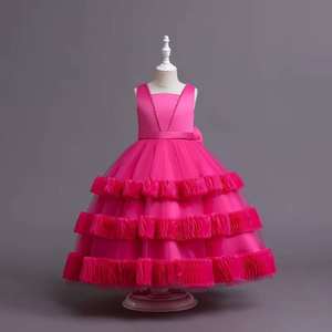 ชุดเดรสเจ้าหญิงผ้าซาตินสีขาวสำหรับ<span class=keywords><strong>เด</strong></span>็กผู้หญิง งานแสดงเปียโน คอวี แต่งดอกไม้ ชุดประกวด <span class=keywords><strong>กระโปรง</strong></span><span class=keywords><strong>ระบาย</strong></span>หลาย<span class=keywords><strong>ชั้น</strong></span> - Product Image 2