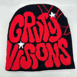 Bonnet Halcyon Conture Gravity Wagon Blanc Noir Rouge Étoile Jacquard Tricoté 100% Coton Respirant Imperméable Unisexe Adulte - Product Image 3