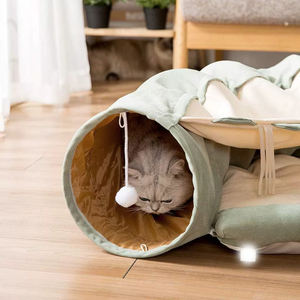 高品質カスタム猫犬ドリル穴トンネルおもちゃスクエア折りたたみ式猫ドーナツ遊びトンネルベルベットフランネルペットソリッドパターンOEM ODM - Product Image 2