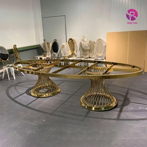 طاولة زفاف رومانسية مميزة بيضاوية اللون من الفولاذ المقاوم للصدأ الأعلى بلون الياقوت - Product Image 5