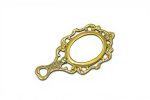 Vintage Pure Brass Handheld Mirror with Handle Antique Gold Finish Decorative Makeup Vanity Mirror - Product Image 6