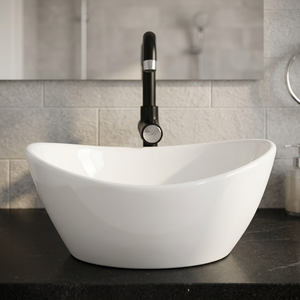 Porcelain Ceramic Top Mount Countertop Wash Basin Easy Clean Water Resistant Asian Design Bathroom Sink - Product Image 1
