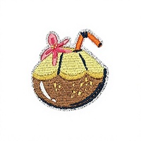 Patch brodé auto-adhésif sur le thème de la plage d'été, motif cocotier, patch décoratif pour chaise de plage