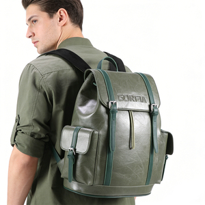 Vintage PU Leather <b>Backpack</b> Large Capacity Travel Laptop <b>Backpack</b> Custom Logo OEM School Business Bag - Product Image 1