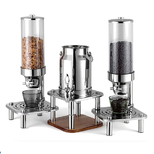 Food Grade 2X3L Stainless Steel & PC Bulk Candy & Breakfast Cereal Container Dispenser for Hotel Buffet Use