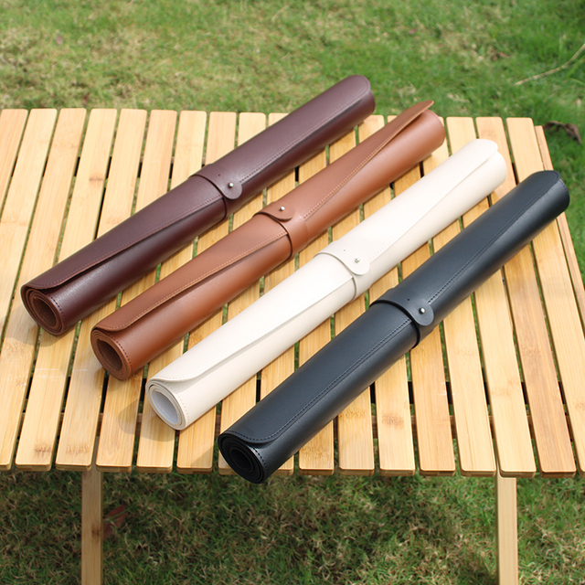 Hot Sale PU Leather Camping Table Mat Multi-size Portable Placemat Heat-resistant Waterproof Desk Pad for Outdoor Picnic