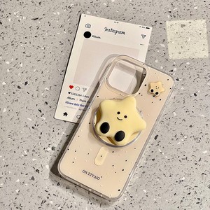 เคสโทรศัพท์แม่เหล็ก Onetyaio Star สำหรับ iPhone 15 Pro Max แบบซิลิโคนปิดรอบตัว พร้อมขาตั้ง Pop Socket ลายการ์ตูน - Product Image 1