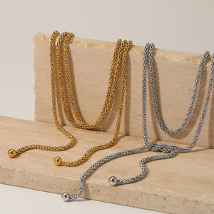 Vente en gros Nouveau collier enveloppé à longue chaîne en acier inoxydable à la mode Collier de bijoux étanche plaqué or - Product Image 4