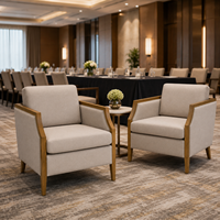 Fauteuil lounge design en tissu pour hôtel avec structure en bois de frêne blanc pour chambre, hall d'accueil et zone de réunion