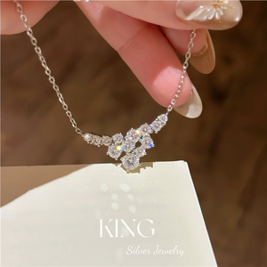 สร้อยคอ Starry Night เงินแท้ S925 ประดับเพชรทรงหัวใจ จี้แฟชั่น ของขวัญ เครื่องประดับ - Product Image 5