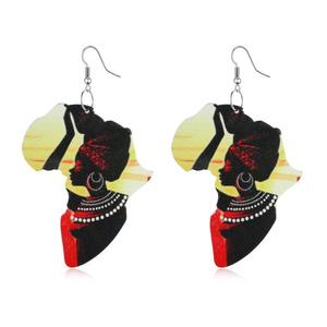 2025 Hotsale fantaisie coloré à la main carte africaine boucles d'oreilles léopard imprimé <span class=keywords><strong>Rasta</strong></span> en bois afrique boucles d'oreilles pour les femmes - Product Image 5