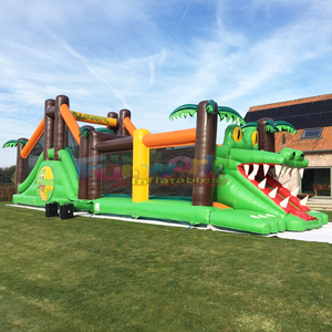 Parcours de obstáculos inflable con forma de cocodrilo para adultos, castillo inflable comercial para niños con tobogán combinado. - Product Image 1