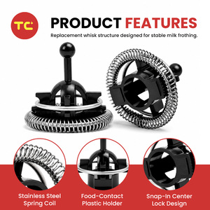 Fouet <span class=keywords><strong>mousseur</strong></span> <span class=keywords><strong>à</strong></span> <span class=keywords><strong>lait</strong></span> en acier inoxydable, compatible avec les accessoires de machine <span class=keywords><strong>à</strong></span> café <span class=keywords><strong>Nespresso</strong></span> <span class=keywords><strong>Aeroccino</strong></span> <span class=keywords><strong>3</strong></span> 4 Plus - Product Image 3