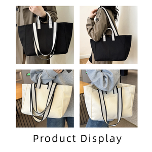 Factory Wholesale Customizable Reusable High-quality Women's Casual Canvas Tote <b>Bags</b> Open Top Waterproof <b>Shoulder</b> <b>Strap</b> 3L+ - Product Image 3