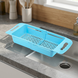 Bella Foldable Eco-Friendly Plastic Kitchen Sink <b>Basket</b> Strainer Adjustable Colander Fine Mesh Food Drain Dishwasher Safe <b>Stand</b> - Product Image 3