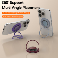 Support magnétique flexible et portable en métal à 3 plis pour téléphone portable, idéal pour les diffusions en direct et l'utilisation sur bureau