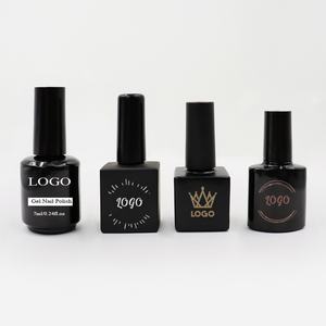 Bouteilles de vernis à ongles vides personnalisées avec logo, 10/15 ml, bouchon à vis, sérigraphiées, en verre dépoli noir, contenants cosmétiques pour gel à ongles artistique - Product Image 1