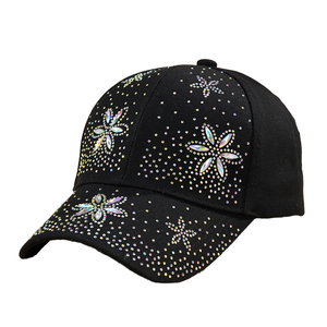 หมวกเบสบอลสไตล์อังกฤษประดับคริสตัลวิบวับ หมวกแก๊ปทรงโพนี่แคป ระบายอากาศได้ดี กันน้ำ ผลิตจากโพลีเอสเตอร์/ผ้าฝ้าย เหมาะสำหรับฤดูร้อน - Product Image 1