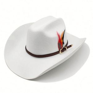 Sombreros de Vaquero Estilo Tibetano con Plumas y Borde Rizado de 9.5cm, Venta al Por Mayor - Product Image 1