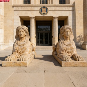 Sculpture de <span class=keywords><strong>Sphinx</strong></span> en marbre blanc YOUFINE, statues mythologiques de gardiens pour la décoration d'entrée de villa ou de musée - Product Image 6