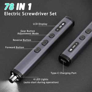 Precision 78 1 Electric Screwdriver Set New <b>Square</b> Tube DIY Household Rechargeable Brushless Motor 72-Piece S2 Steel Bits 4LED - Product Image 2