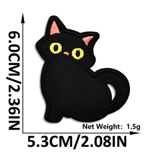 Adesivos Termocolantes Bordados de Gato Preto Fofo para Roupas Infantis, Bolsas e Chapéus - Product Image 5