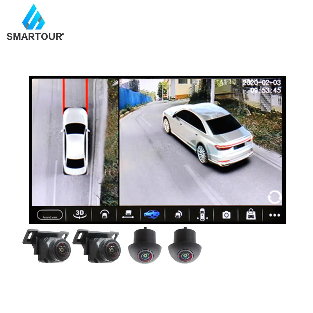 Smartour AHD 1080P/720P 3D 360-Grad-Autokamera-Parksystem Fahren hinten/vorne/links/rechts 360-Grad-Kamera für Kraftfahrzeuge