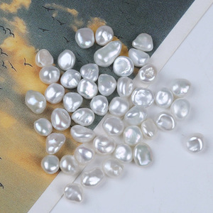 Perles d'eau douce de forme baroque faites à la main, 7-8 mm, perles naturelles régénérées, perles argentées et roses écrasées, matériau de perles dispersées - Product Image 5