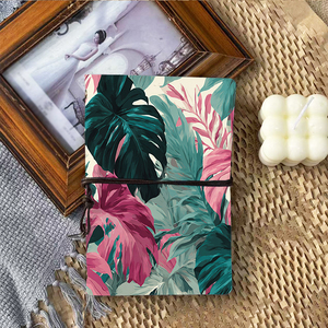 Cuaderno A6 hecho a mano-Vintage Look 80 hojas Carpeta de metal Tether & Metal Pendant Office Record Use with Exotic <span class=keywords><strong>Tropical</strong></span> Pla - Product Image 3