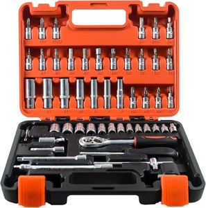 53 Piece Auto Repair Kit <strong>Socket</strong> <strong>Wrench</strong> <strong>Set</strong> With 1/4 Inch Ratcheting <strong>Wrench</strong> Plastic Toolbox Storage Case for Car Repair Tools - Product Image 1