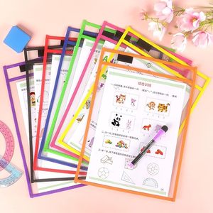 Pochettes effaçables à sec en PVC transparent personnalisées, feuilles noires réutilisables pour la salle de classe, fournitures pour enseignants, pour le dessin des enfants - Product Image 3