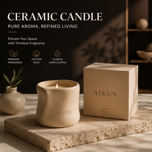 Bougie aromatique en cire de soja dans un pot en céramique AIKUN, vente en gros, décoration de maison de luxe personnalisée, bougies parfumées, cadeaux haut de gamme - Product Image 2