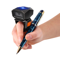 Eyoyo 2D Portable Scanner de Code Barres D'anneau, Mini Portable 3-en-1 USB Filaire et 2.4G Sans Fil et B-T doigt scanner 1D QR