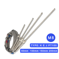 1m 2m 3m 4m 5m Type K E J PT100 50mm 150mm 100mm 200mm sonde câble fileté capteur de température Thermocouple M8