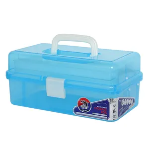 Kotak Penyimpanan Portabel Serbaguna, Kotak Plastik Jahit Plastik Cahaya Biru Bening, Kotak Peralatan, Kotak Pertolongan Pertama dan Kotak Pengatur Perlengkapan
